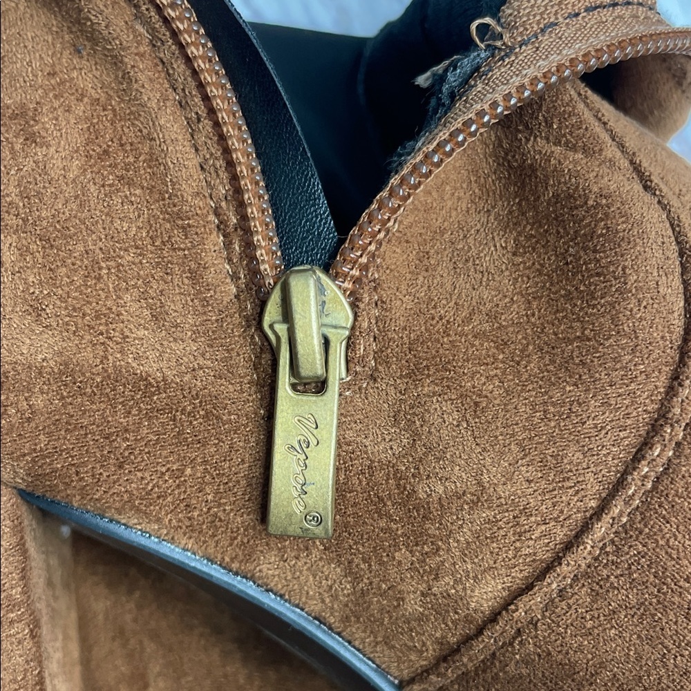 Vepose Tan Over-the-Knee Boots with Zipper - Picture 5 of 10